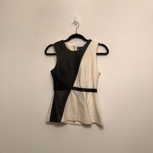 Elizabeth and James Black and White Leather Top